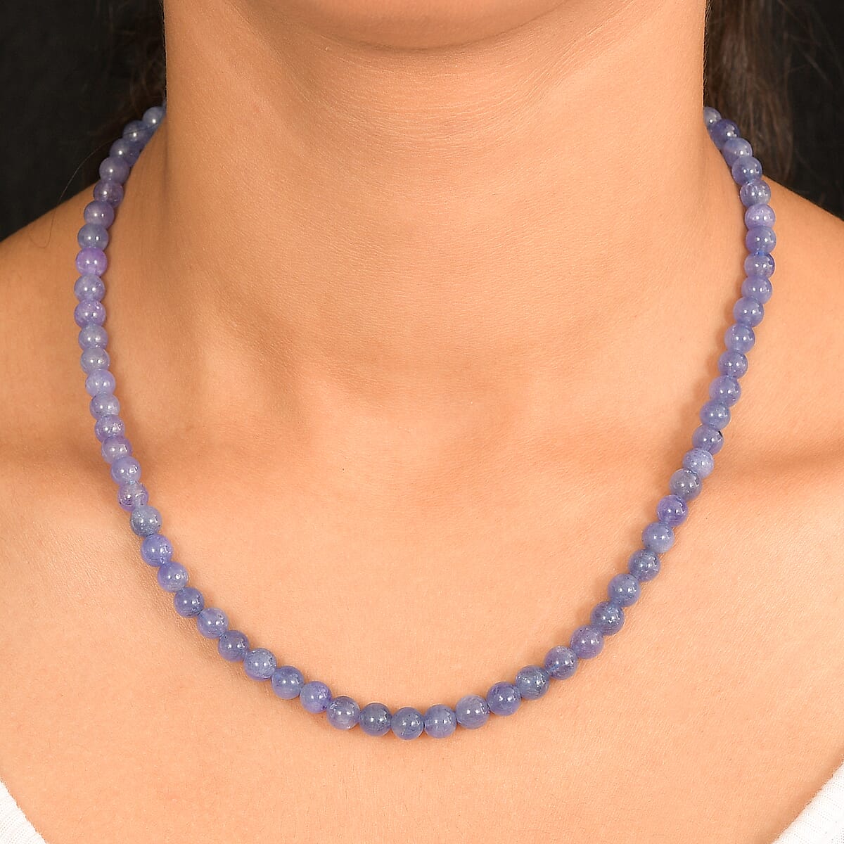 Tanzanite 145.00 ctw Beaded Necklace in Rhodium Over Sterling Silver 18 Inches image number 2