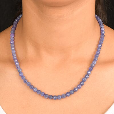 Tanzanite 145.00 ctw Beaded Necklace in Rhodium Over Sterling Silver 18-20 Inches
