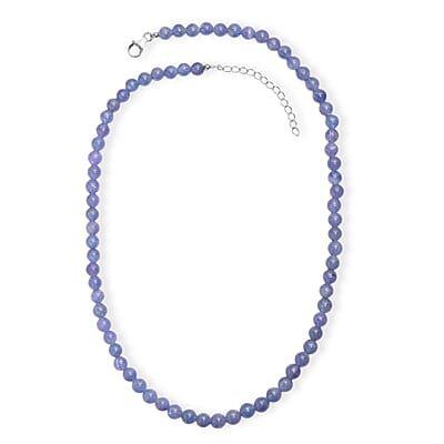 Tanzanite 145.00 ctw Beaded Necklace in Rhodium Over Sterling Silver 18-20 Inches