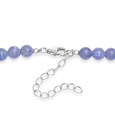 Tanzanite 145.00 ctw Beaded Necklace in Rhodium Over Sterling Silver 18-20 Inches