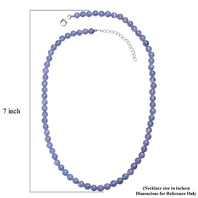 Tanzanite 145.00 ctw Beaded Necklace in Rhodium Over Sterling Silver 18-20 Inches