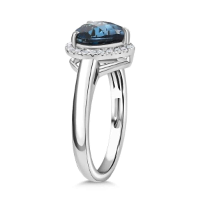London Blue Topaz and White Zircon 2.32 ctw Ring in Rhodium Over Sterling Silver (Size 11.5)