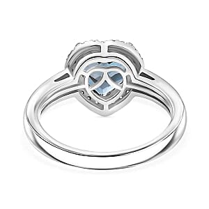 London Blue Topaz and White Zircon 2.32 ctw Ring in Rhodium Over Sterling Silver (Size 11.5)