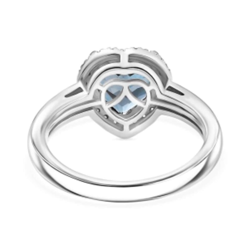 London Blue Topaz and White Zircon 2.32 ctw Ring in Rhodium Over Sterling Silver (Size 11.5)