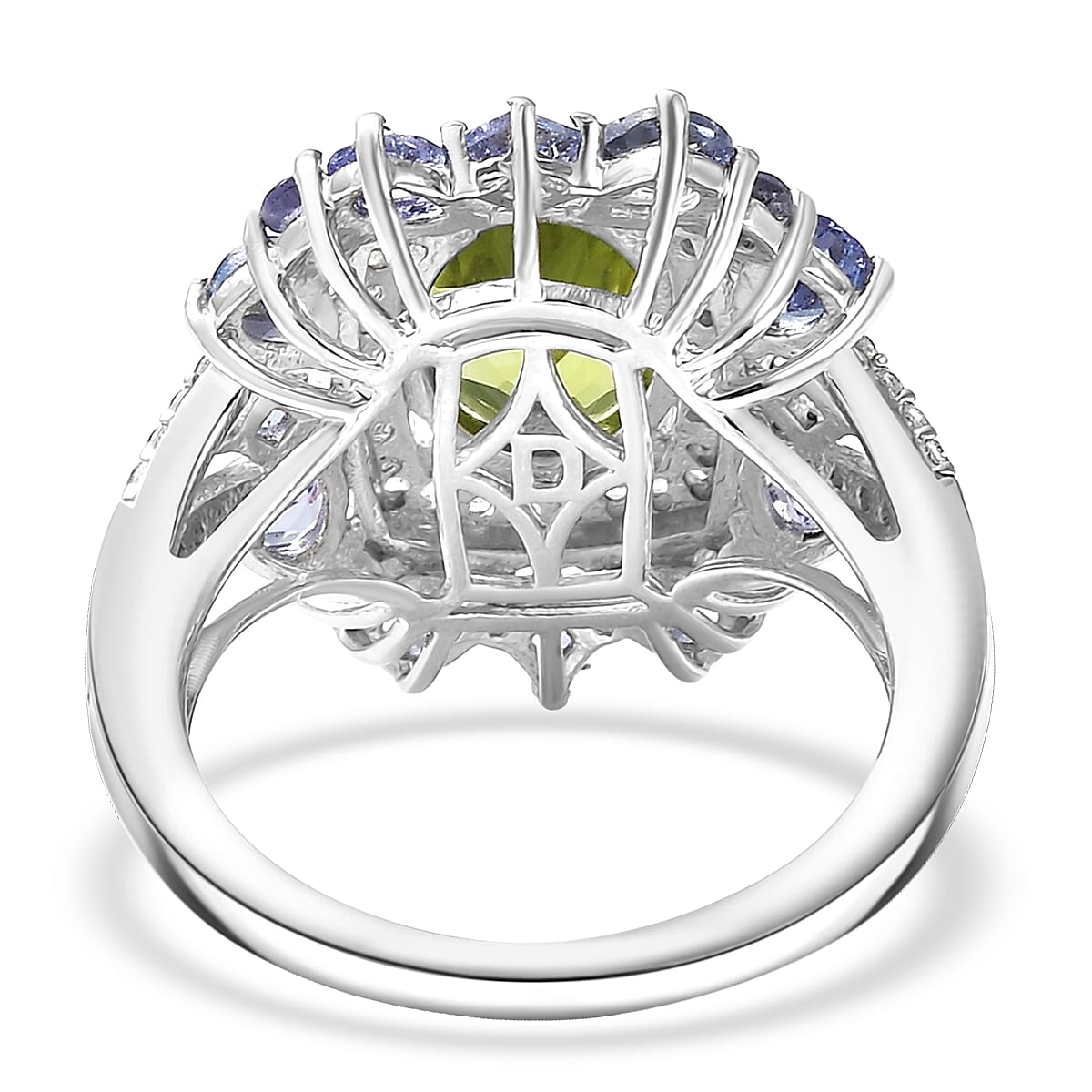 D'Joy Hebei Peridot and Multi Gemstone 4.50 ctw Imperial Bloom Ring in Sterling Silver (Size 6.0)