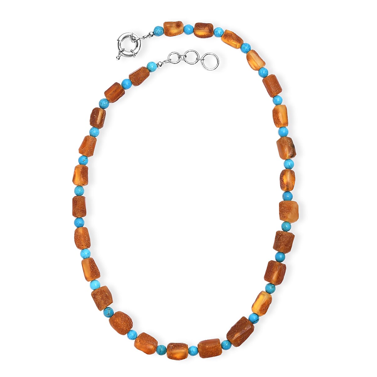 Baltic Amber and Magnesite 75.00 ctw Necklace in Platinum Bond 20 Inches image number 3