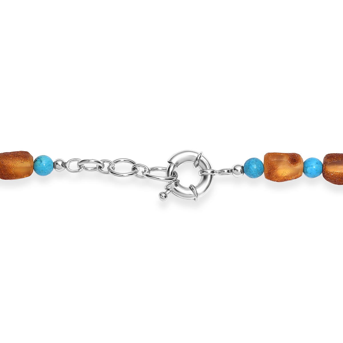 Baltic Amber and Magnesite 75.00 ctw Necklace in Platinum Bond 20 Inches image number 4