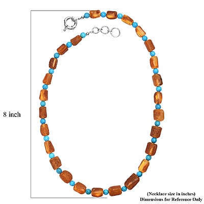 Baltic Amber and Magnesite 75.00 ctw Necklace in Platinum Bond 20 Inches
