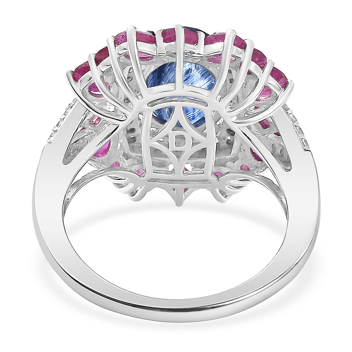 D'Joy Kashmir Kyanite and Multi Gemstone 6.40 ctw Imperial Bloom Ring in Sterling Silver (Size 10.0) image number 4