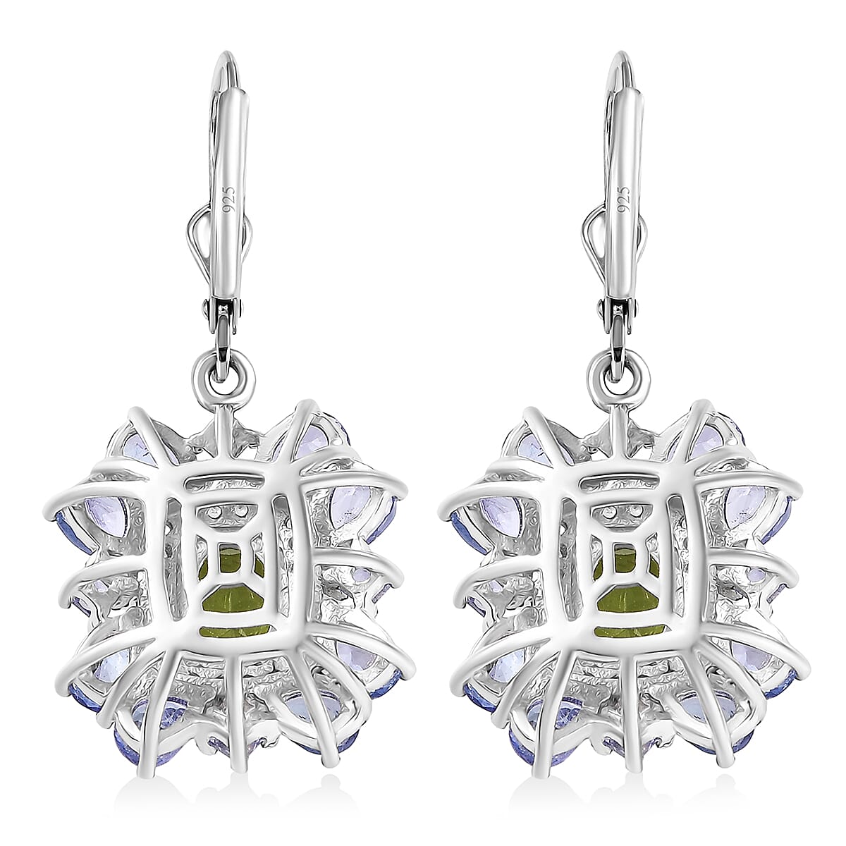 D'Joy Hebei Peridot and Multi Gemstone 4.65 ctw Imperial Bloom Earrings in Rhodium Over Sterling Silver