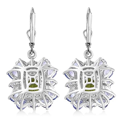 D'Joy Hebei Peridot and Multi Gemstone 4.65 ctw Imperial Bloom Earrings in Rhodium Over Sterling Silver