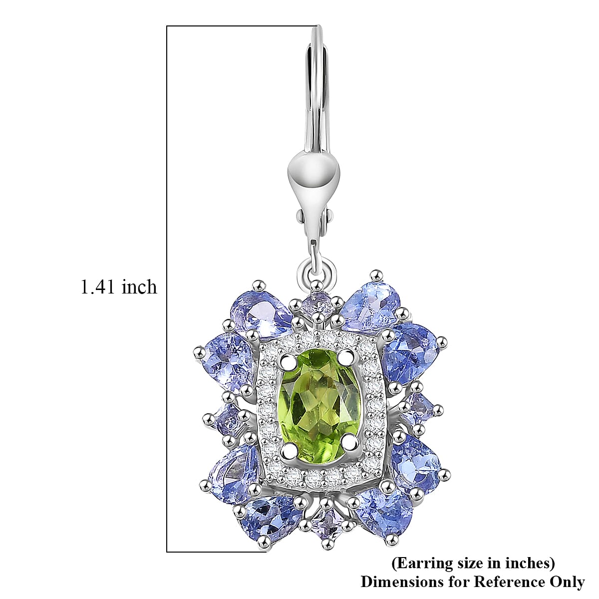 D'Joy Hebei Peridot and Multi Gemstone 4.65 ctw Imperial Bloom Earrings in Rhodium Over Sterling Silver image number 6