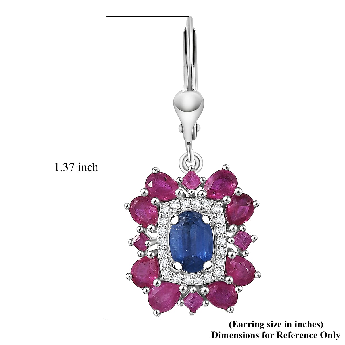  D'Joy Kashmir Kyanite and Multi Gemstone 6.30 ctw Imperial Bloom Earrings in Rhodium Over Sterling Silver image number 6