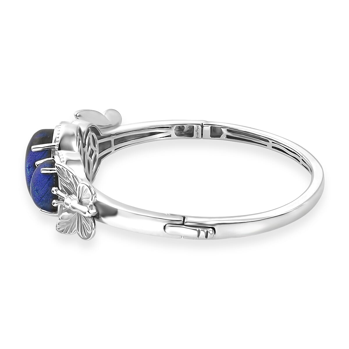 EverTrue Malagasy Labradorite 22.00 ctw Bangle Bracelet in Platinum Bond (7.25 In) image number 3