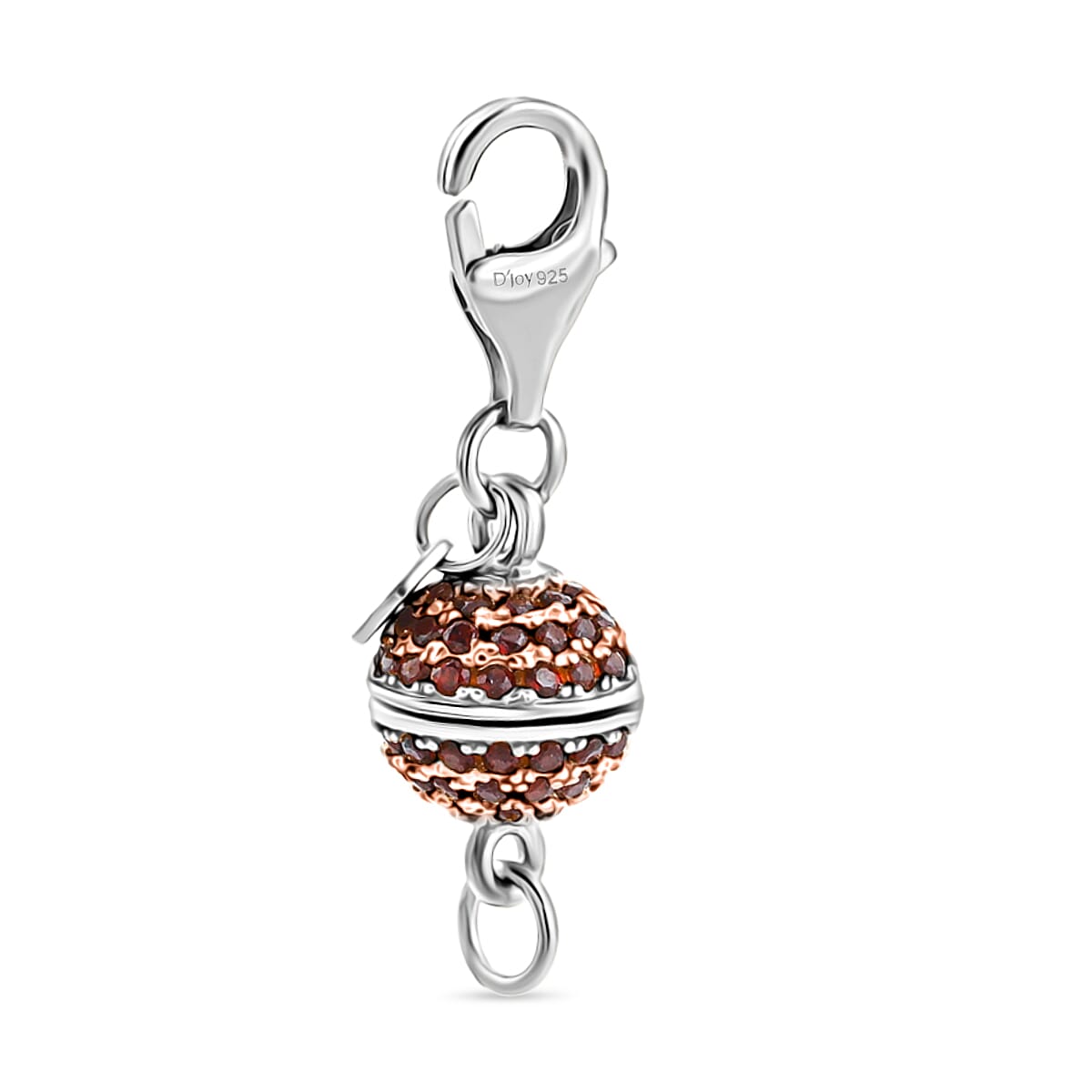 D'Joy 14K RG and Rhodium Over Sterling Silver 8MM Garnet Magetic Lock with 9mm Losber Clasp 0.10 ctw image number 0