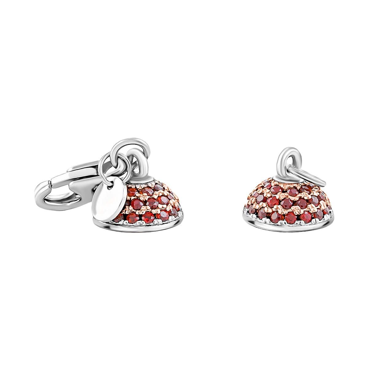D'Joy 14K RG and Rhodium Over Sterling Silver 8MM Garnet Magetic Lock with 9mm Losber Clasp 0.10 ctw image number 1