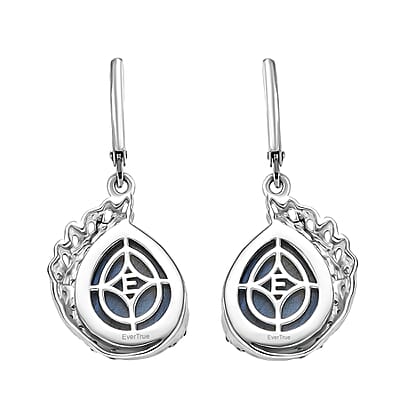 EverTrue Malagasy Labradorite, White Zircon Earrings in Platinum Bond 16.90 ctw