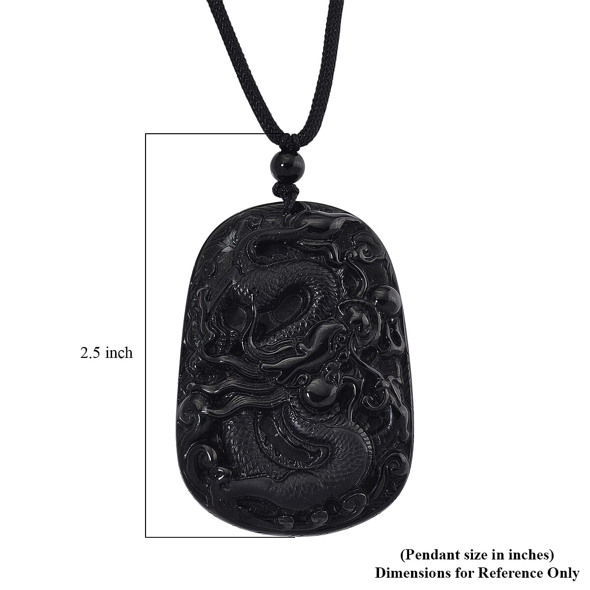 Black Jade (D) 125.00 ctw Carved Dragon Pendant with Black Cord Necklace 28 Inches image number 6