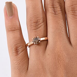 Luxoro Natural Champagne Diamond I2 1.00 ctw Solitaire Ring in 10K Rose Gold (Size 10.0)