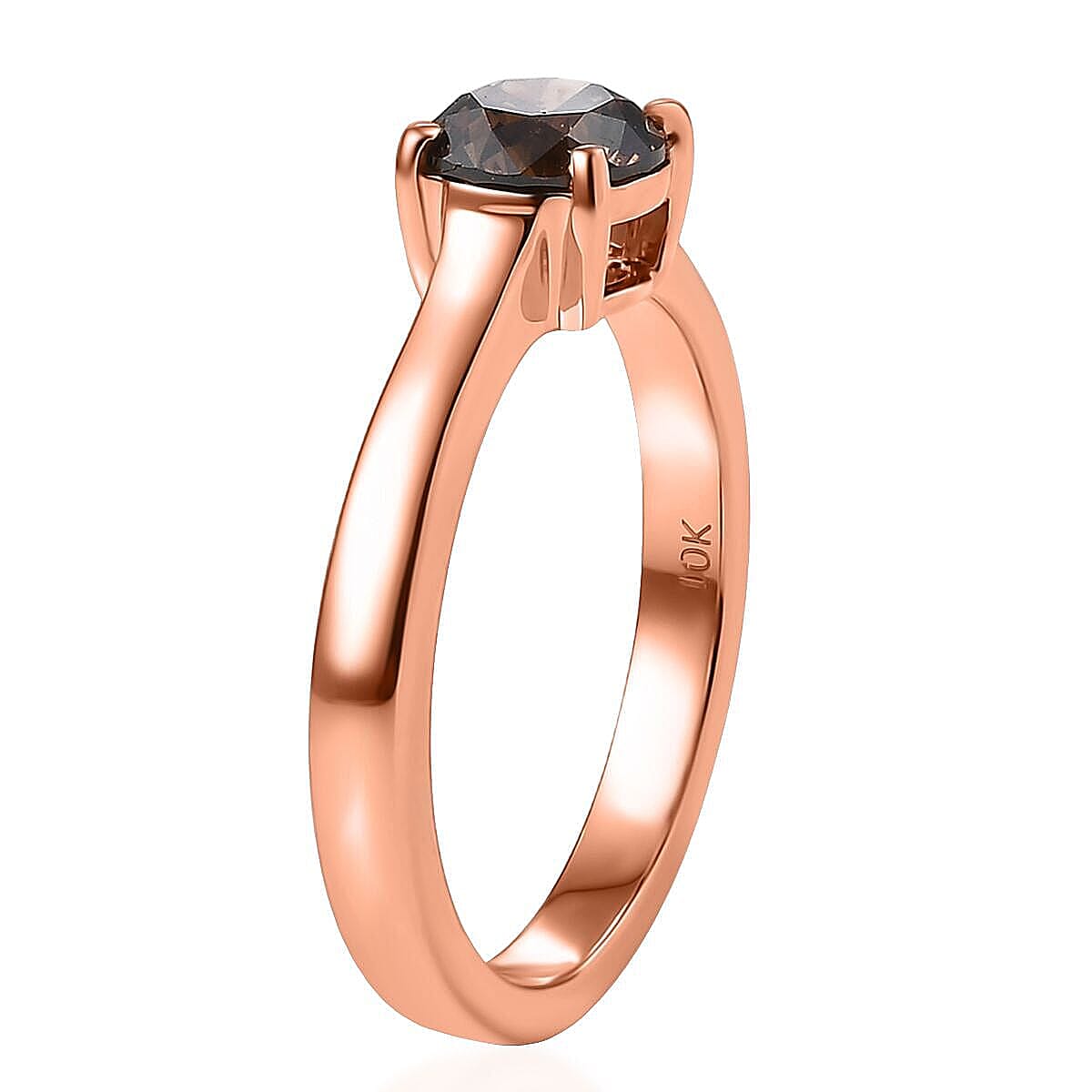 Luxoro Natural Champagne Diamond I2 1.00 ctw Solitaire Ring in 10K Rose Gold (Size 10.0) image number 3