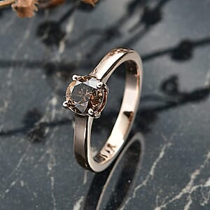 Luxoro Natural Champagne Diamond I2 1.00 ctw Solitaire Ring in 10K Rose Gold (Size 6.0)
