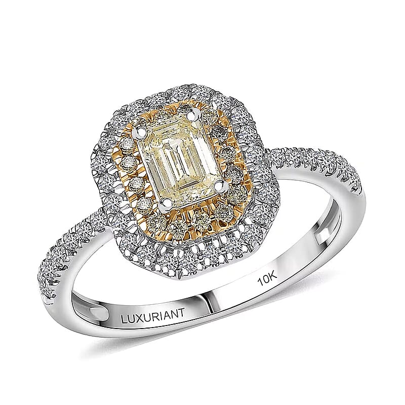 Luxuriant Lab Grown Yellow Diamond, Lab Grown Diamond (VS) Art Deco Ring in 10K White Gold 1.00 ctw (Size 10.0)