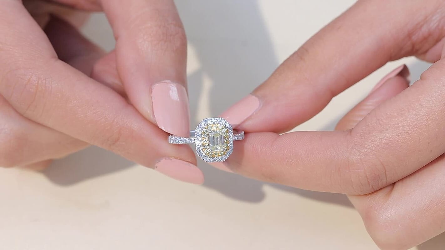 10K White Gold Luxuriant Lab Grown Yellow Diamond (IR) and Lab Grown Diamond (VS) Ring (Size 10.0) 1.00 ctw