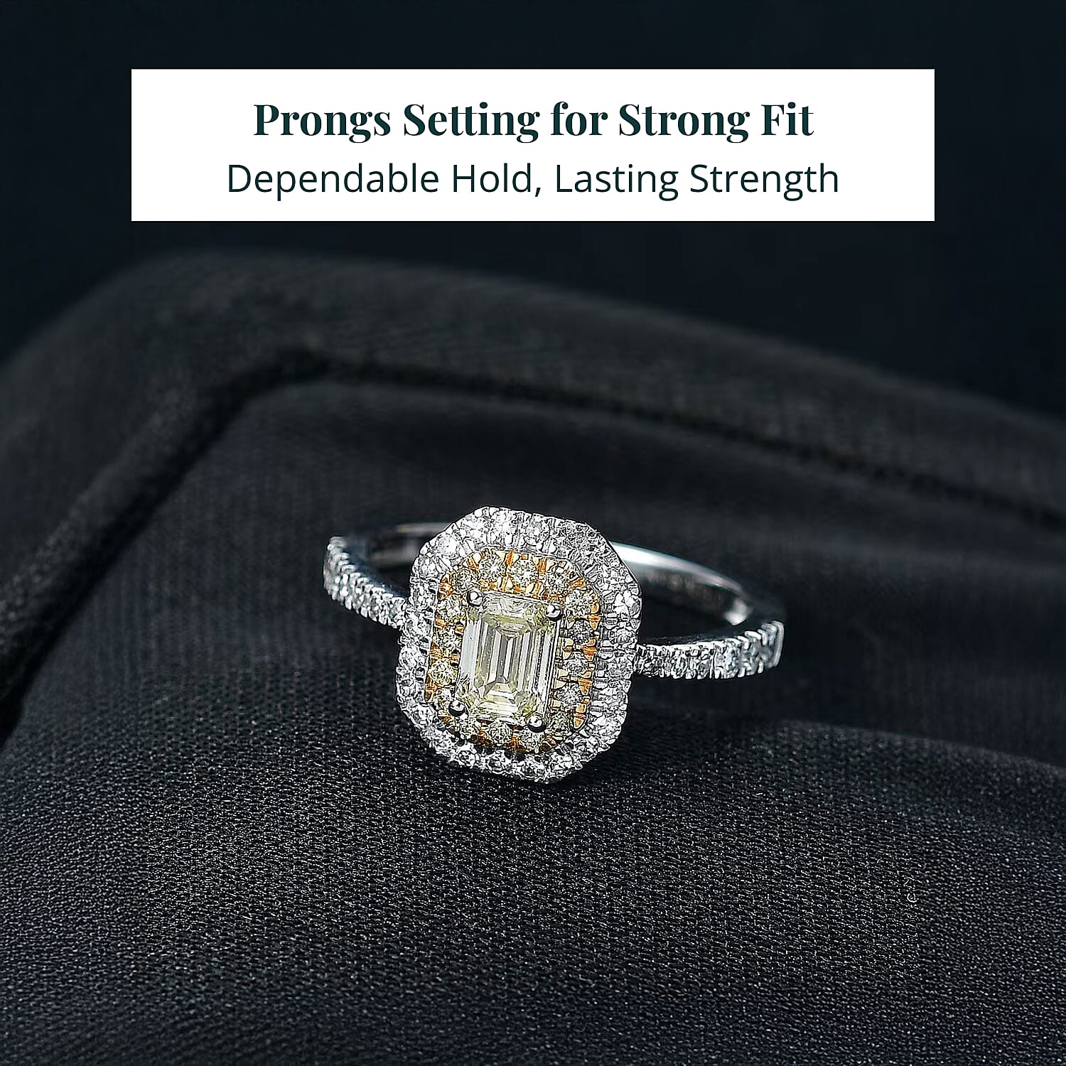 Luxuriant Lab Grown Yellow Diamond, Lab Grown Diamond (VS) Art Deco Ring in 10K White Gold 1.00 ctw (Size 10.0)