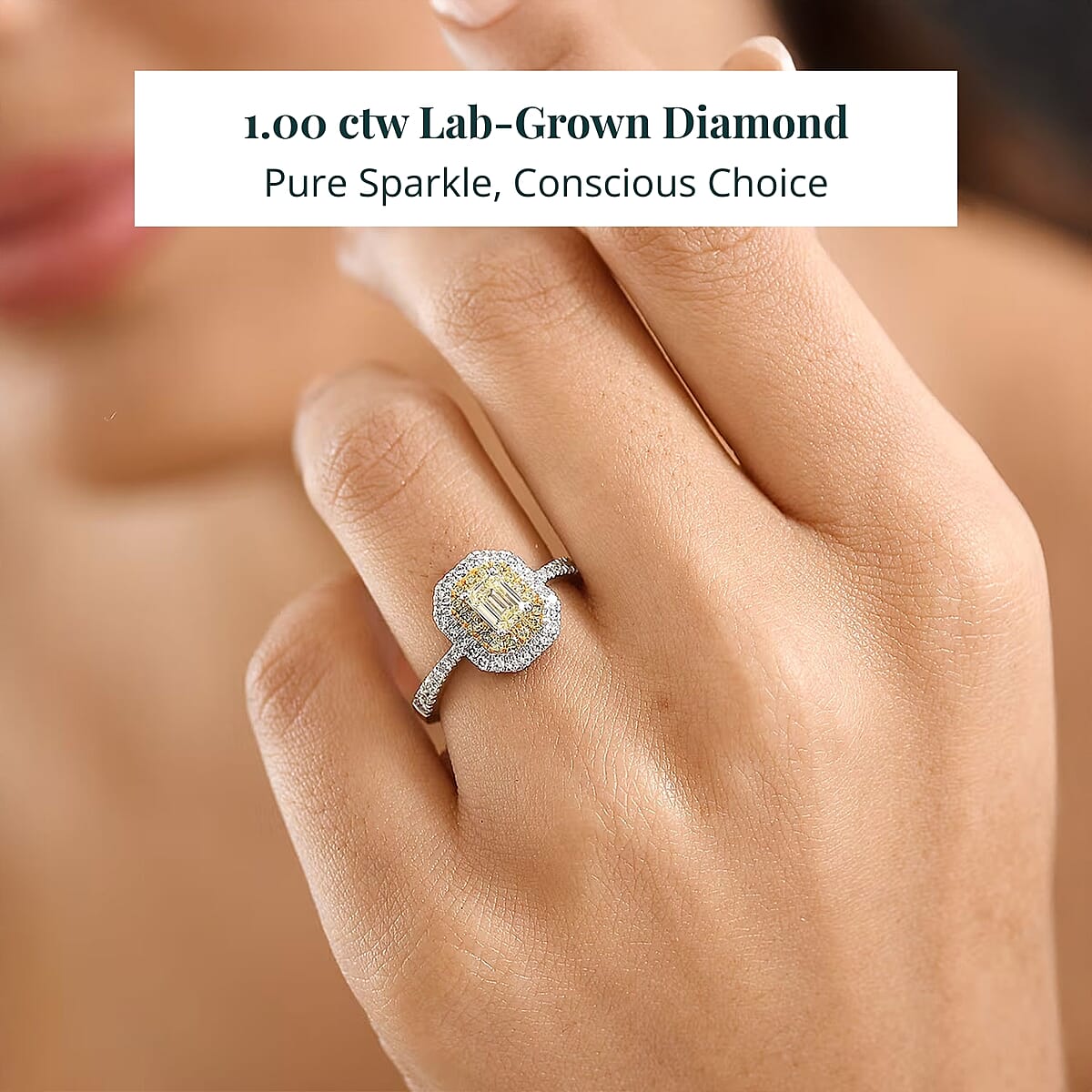 Luxuriant Lab Grown Yellow Diamond, Lab Grown Diamond (VS) Art Deco Ring in 10K White Gold 1.00 ctw (Size 6.0) image number 1
