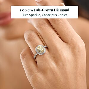 Luxuriant Lab Grown Yellow Diamond, Lab Grown Diamond (VS) Art Deco Ring in 10K White Gold 1.00 ctw (Size 7.0)