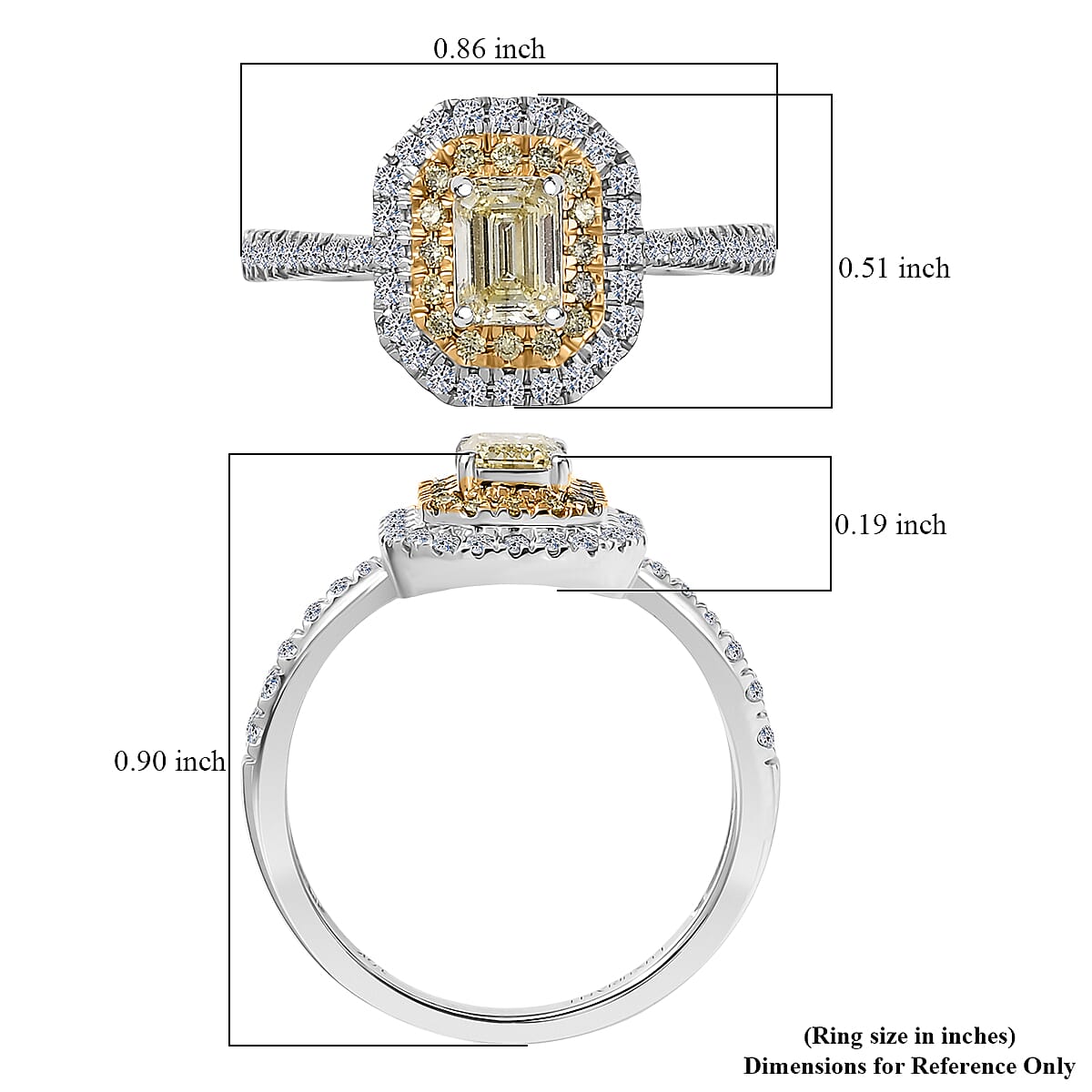 Luxuriant Lab Grown Yellow Diamond (IR) and Lab Grown Diamond VS 1.00 ctw Art Deco Ring in 10K White Gold (Size 7.0) image number 5