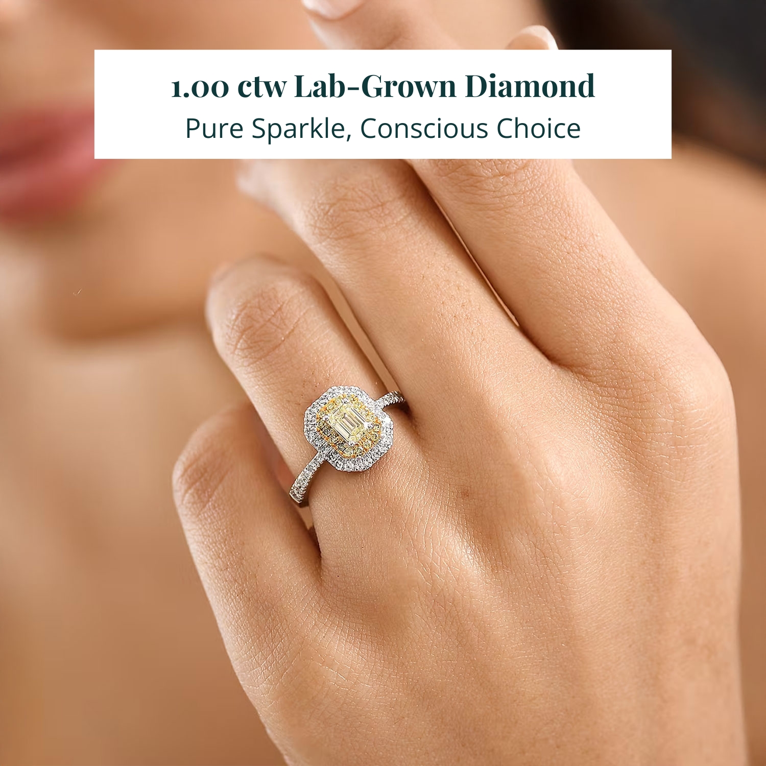 Luxuriant Lab Grown Yellow Diamond, Lab Grown Diamond (VS) Art Deco Ring in 10K White Gold 1.00 ctw (Size 8.0) image number 1