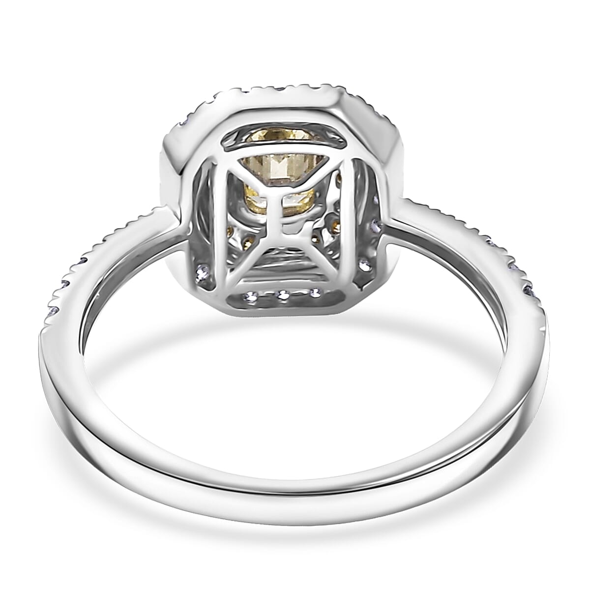 Luxuriant Lab Grown Yellow Diamond (IR) and Lab Grown Diamond VS 1.00 ctw Art Deco Ring in 10K White Gold (Size 9.0) image number 4
