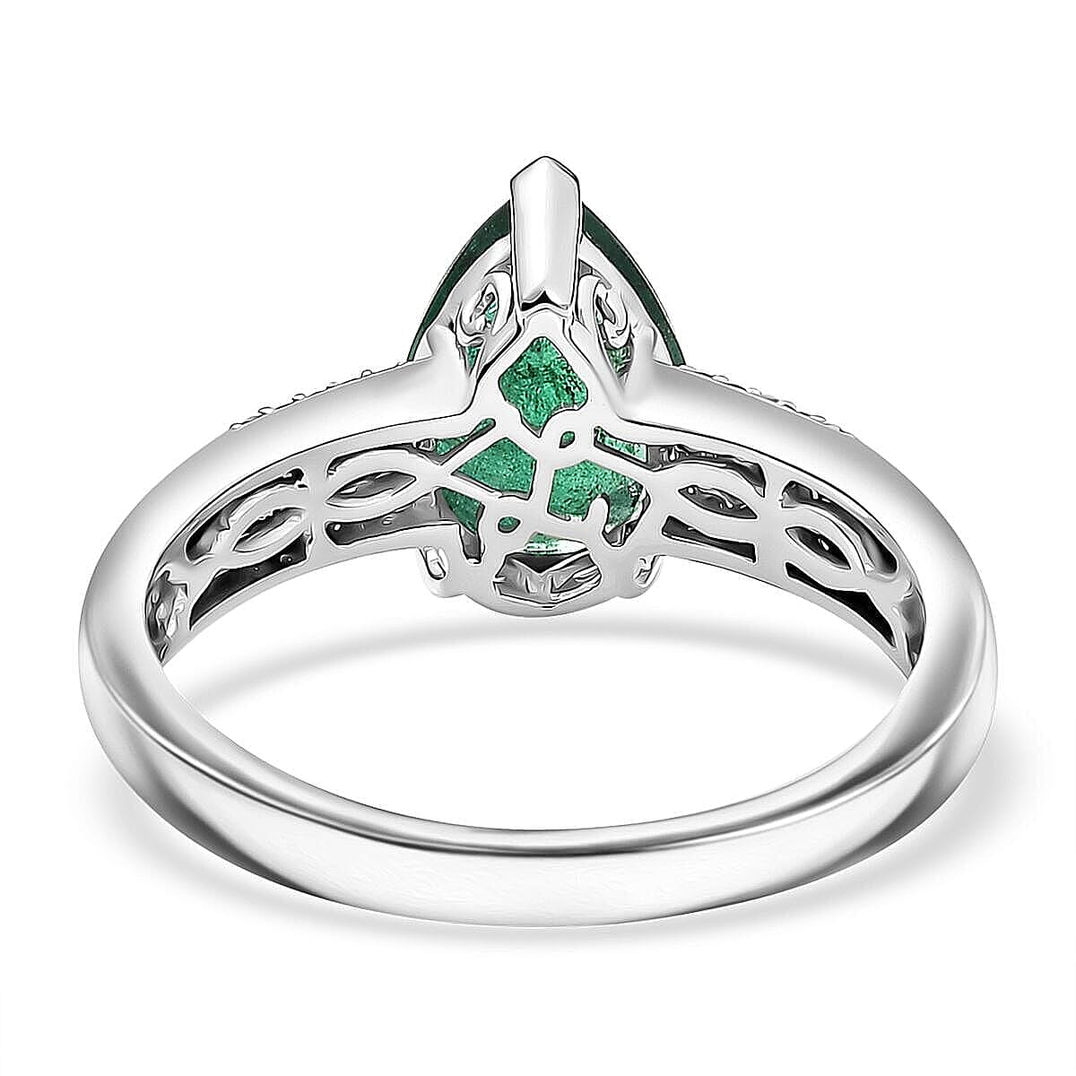 Luxoro AAA Premium Emerald, Paraiba Tourmaline and Diamond I2 2.40 ctw Ring in 10K White Gold (Size 6.0) image number 4