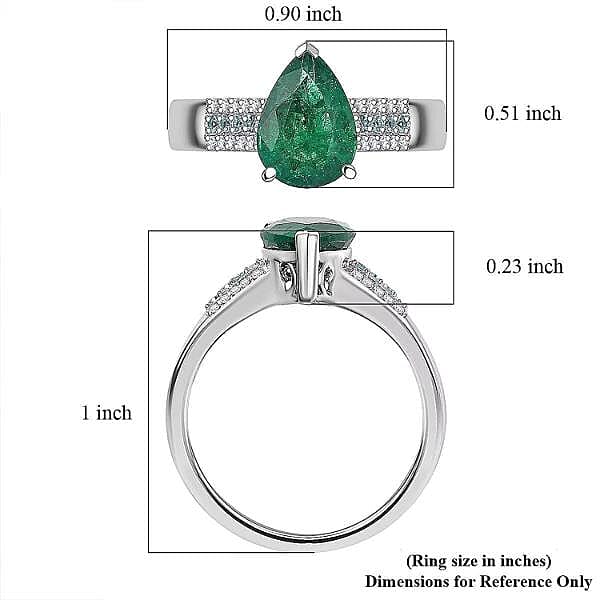 Luxoro AAA Premium Emerald, Paraiba Tourmaline and Diamond I2 2.40 ctw Ring in 10K White Gold (Size 6.0)