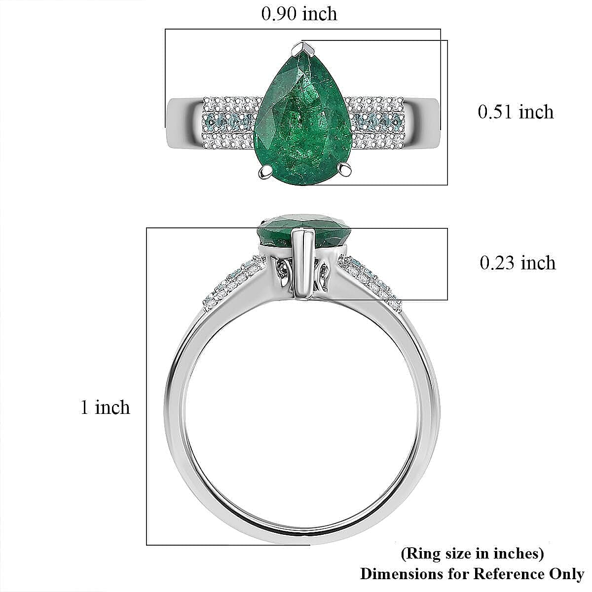 Luxoro AAA Premium Emerald, Paraiba Tourmaline and Diamond I2 2.40 ctw Ring in 10K White Gold (Size 6.0) image number 5