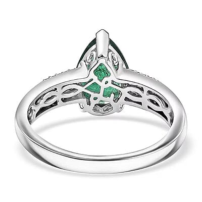 Luxoro AAA Premium Emerald, Paraiba Tourmaline and Diamond I2 2.40 ctw Ring in 10K White Gold (Size 6.0)