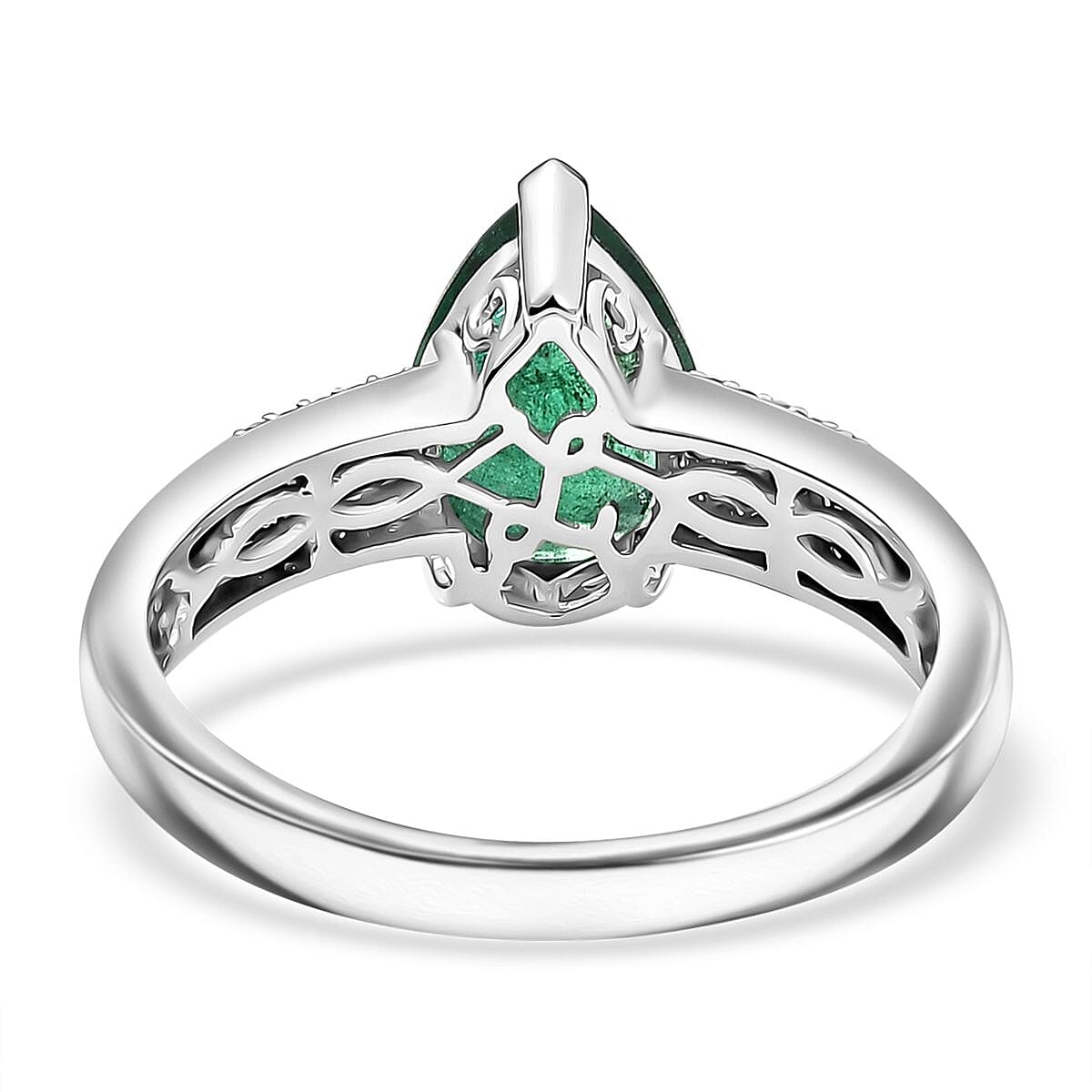 Luxoro AAA Premium Emerald, Paraiba Tourmaline and Diamond I2 2.40 ctw Ring in 10K White Gold (Size 7.0) image number 4