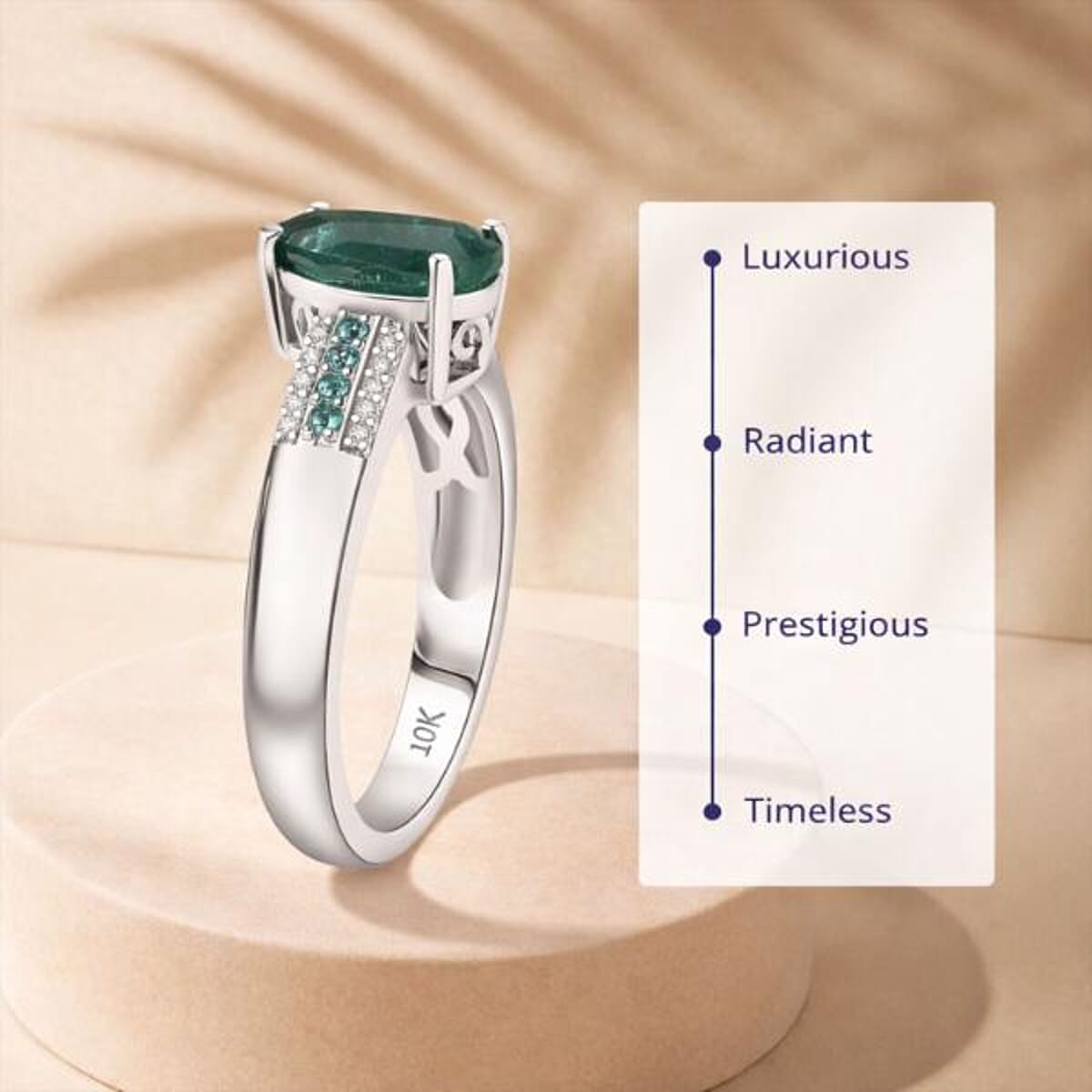 Luxoro AAA Premium Emerald, Paraiba Tourmaline and Diamond I2 2.40 ctw Ring in 10K White Gold (Size 8.0) image number 3