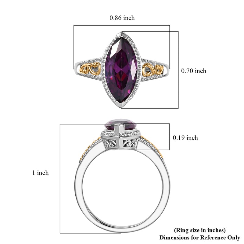 EverTrue Simulated Amethyst Color Diamond Ring in 18K YG Plated and Platinum Bond (Size 10.0)