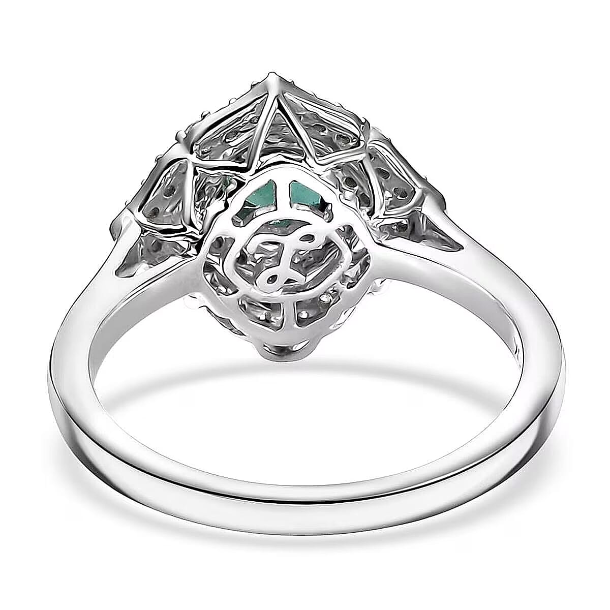 Certified & Appraised Luxoro AAA Pirineu Lagoon Tourmaline and I2 Diamond 1.19 ctw Ring in 10K White Gold (Size 10.0) image number 6