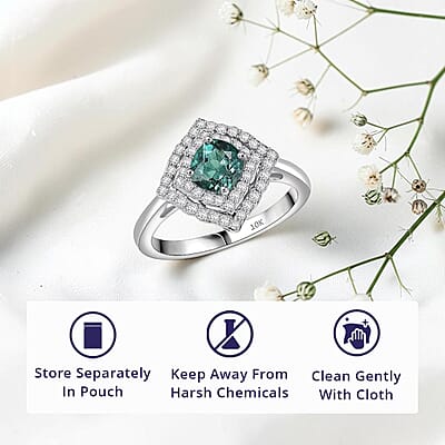 Certified & Appraised Luxoro AAA Pirineu Lagoon Tourmaline and I2 Diamond 1.19 ctw Ring in 10K White Gold (Size 5.0)