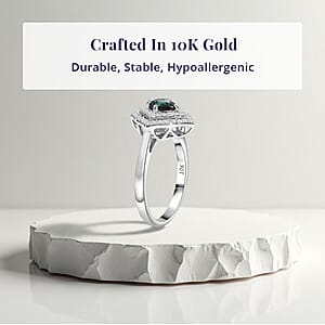 Certified & Appraised Luxoro AAA Pirineu Lagoon Tourmaline and I2 Diamond 1.19 ctw Ring in 10K White Gold (Size 5.5)