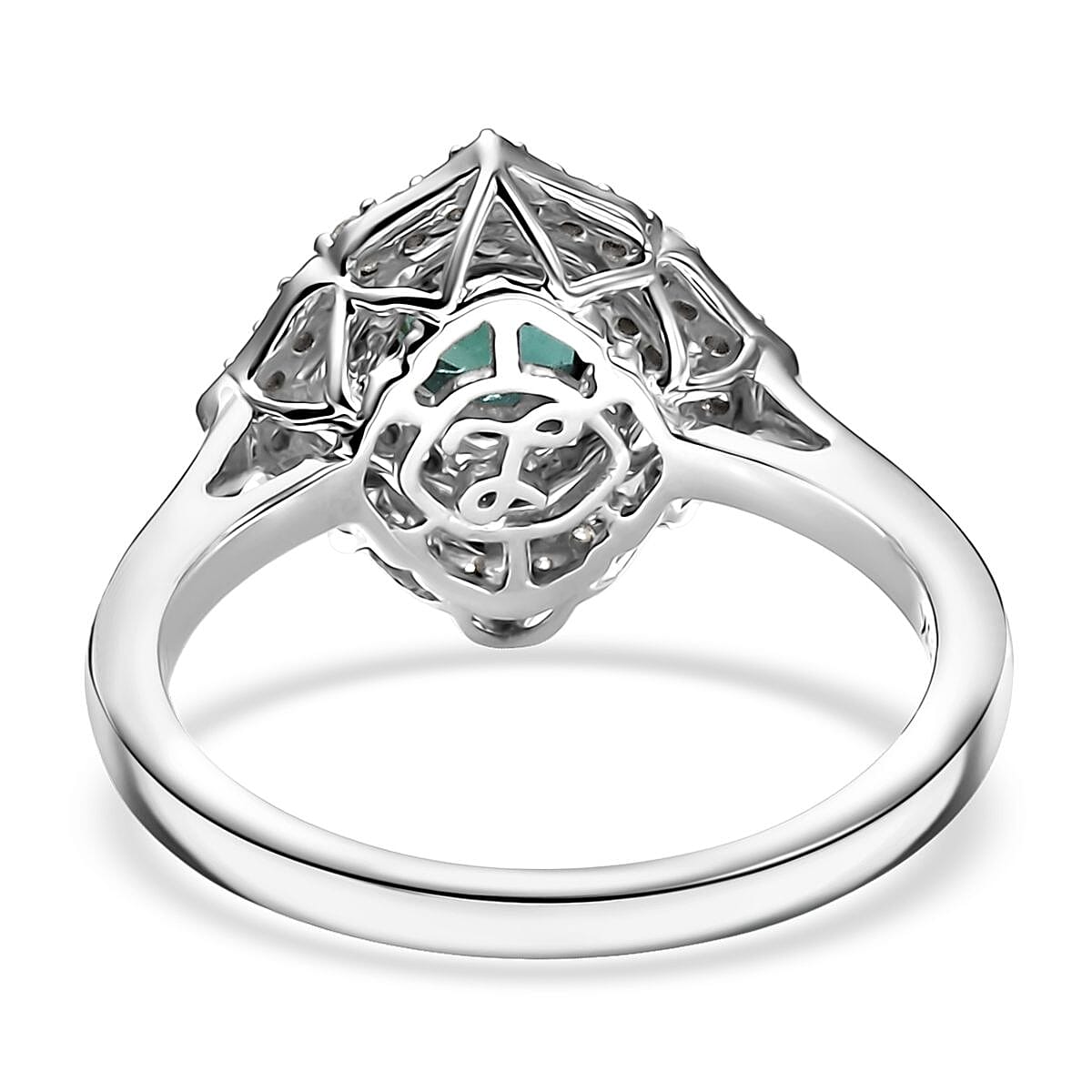 Certified & Appraised Luxoro AAA Pirineu Lagoon Tourmaline and I2 Diamond 1.19 ctw Ring in 10K White Gold (Size 6.0) image number 4