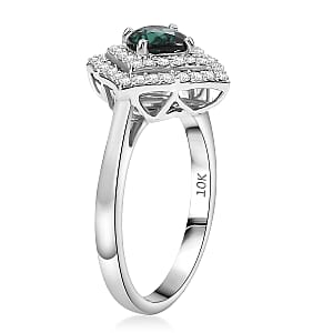 Certified & Appraised Luxoro AAA Pirineu Lagoon Tourmaline and I2 Diamond 1.19 ctw Ring in 10K White Gold (Size 7.0)