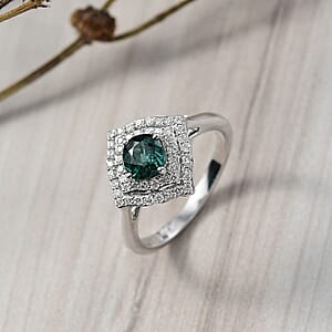 Certified & Appraised Luxoro AAA Pirineu Lagoon Tourmaline and I2 Diamond 1.19 ctw Ring in 10K White Gold (Size 9.0)