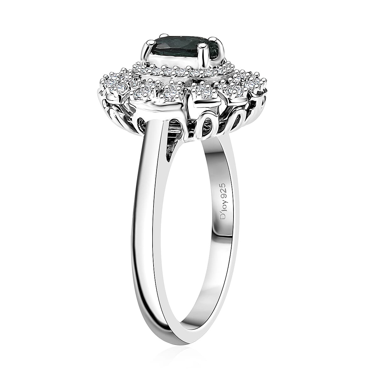 D'Joy Pirineu Lagoon Tourmaline and Moissanite 1.00 ctw Ring in Rhodium Over Sterling Silver (Size 7.0) image number 3