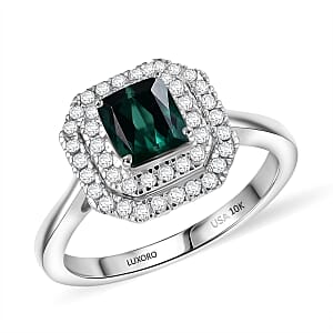 Certified & Appraised Luxoro AAA Pirineu Lagoon Tourmaline and I2 Diamond 1.18 ctw Ring in 10K White Gold (Size 10.0)