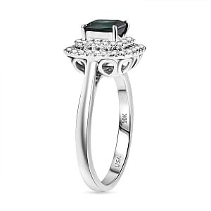 Certified & Appraised Luxoro AAA Pirineu Lagoon Tourmaline and I2 Diamond 1.18 ctw Ring in 10K White Gold (Size 10.0)