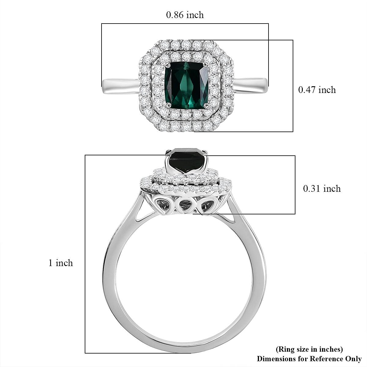 Certified & Appraised Luxoro AAA Pirineu Lagoon Tourmaline and I2 Diamond 1.18 ctw Ring in 10K White Gold (Size 6.0) image number 5